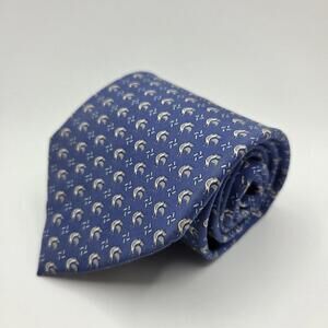 Vintage Salvatore Ferragamo 100% Silk Mens Tie Animals BIRDS Blue Made in Italy